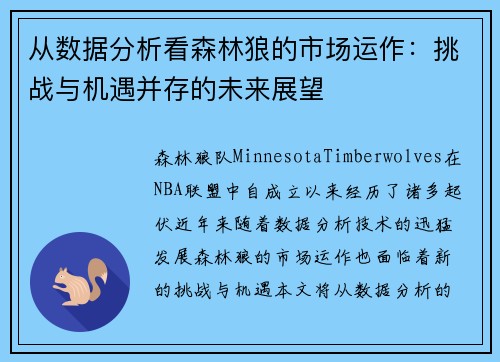 从数据分析看森林狼的市场运作：挑战与机遇并存的未来展望